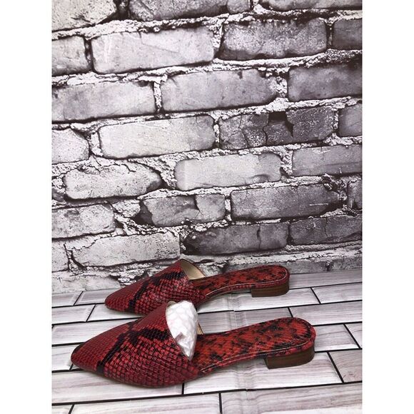 Vince Camuto Felinial Red Leather Snake Print Mule Flats Shoes Women 6M US/36.5 - Picture 14 of 16